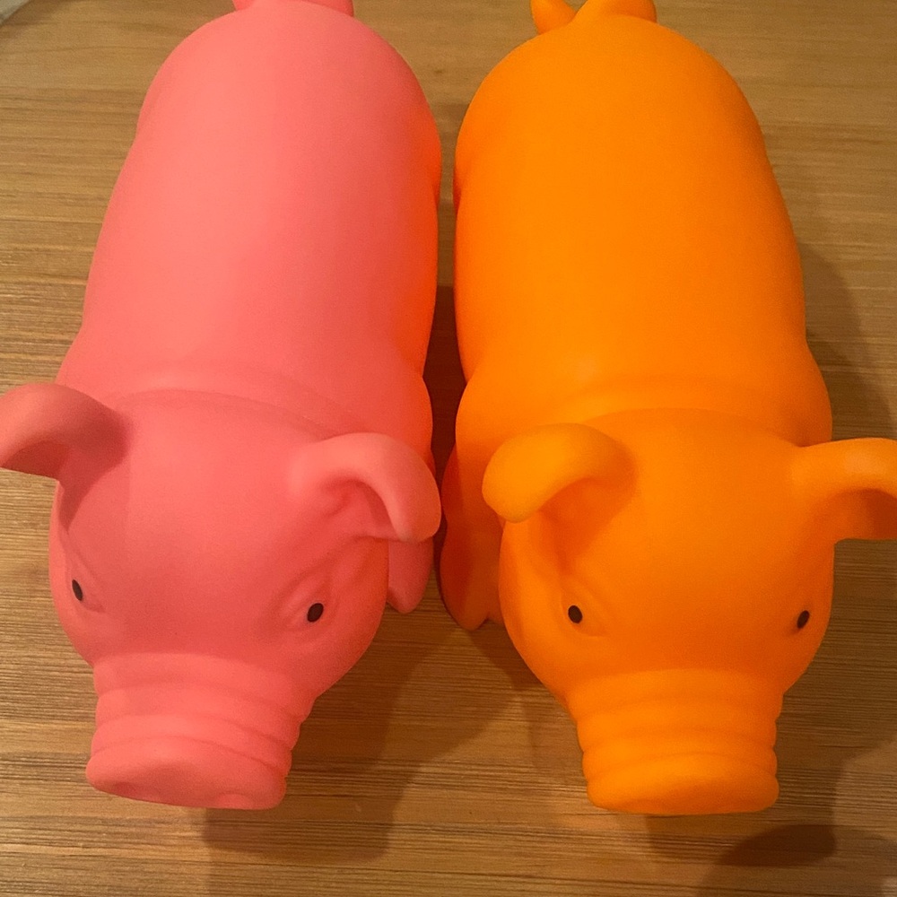 Pink and Orange Squeaky Piggy Toys 2 in 1 lot